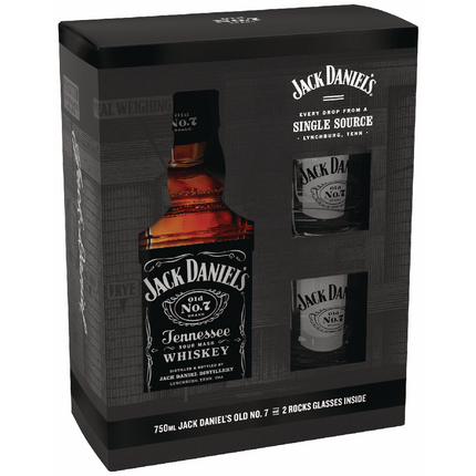 Jack Daniels Black Label 2 Glass Gift Se 750mL