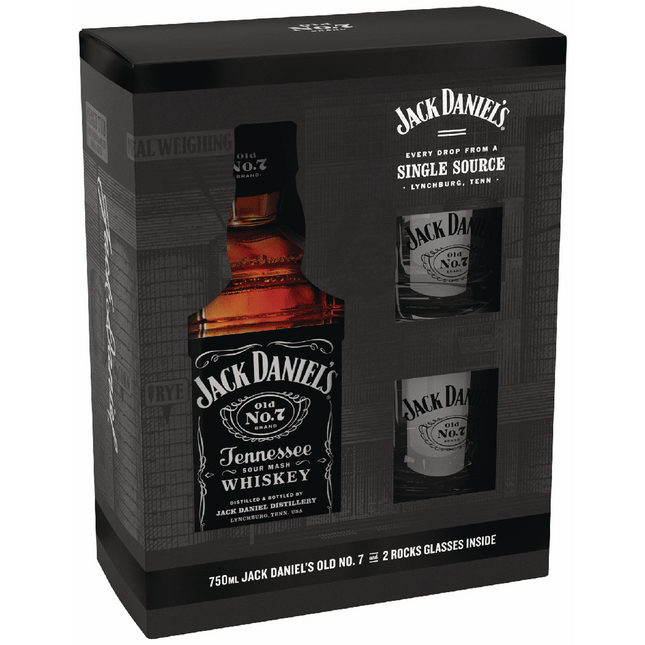 Jack Daniels Black Label 2 Glass Gift Se 750mL