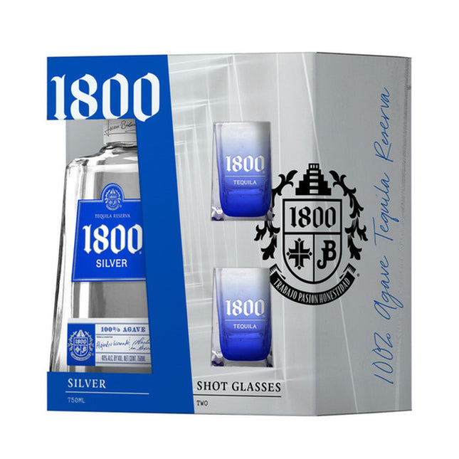 1800 Silver 2 Glasses Gift Set 750mL